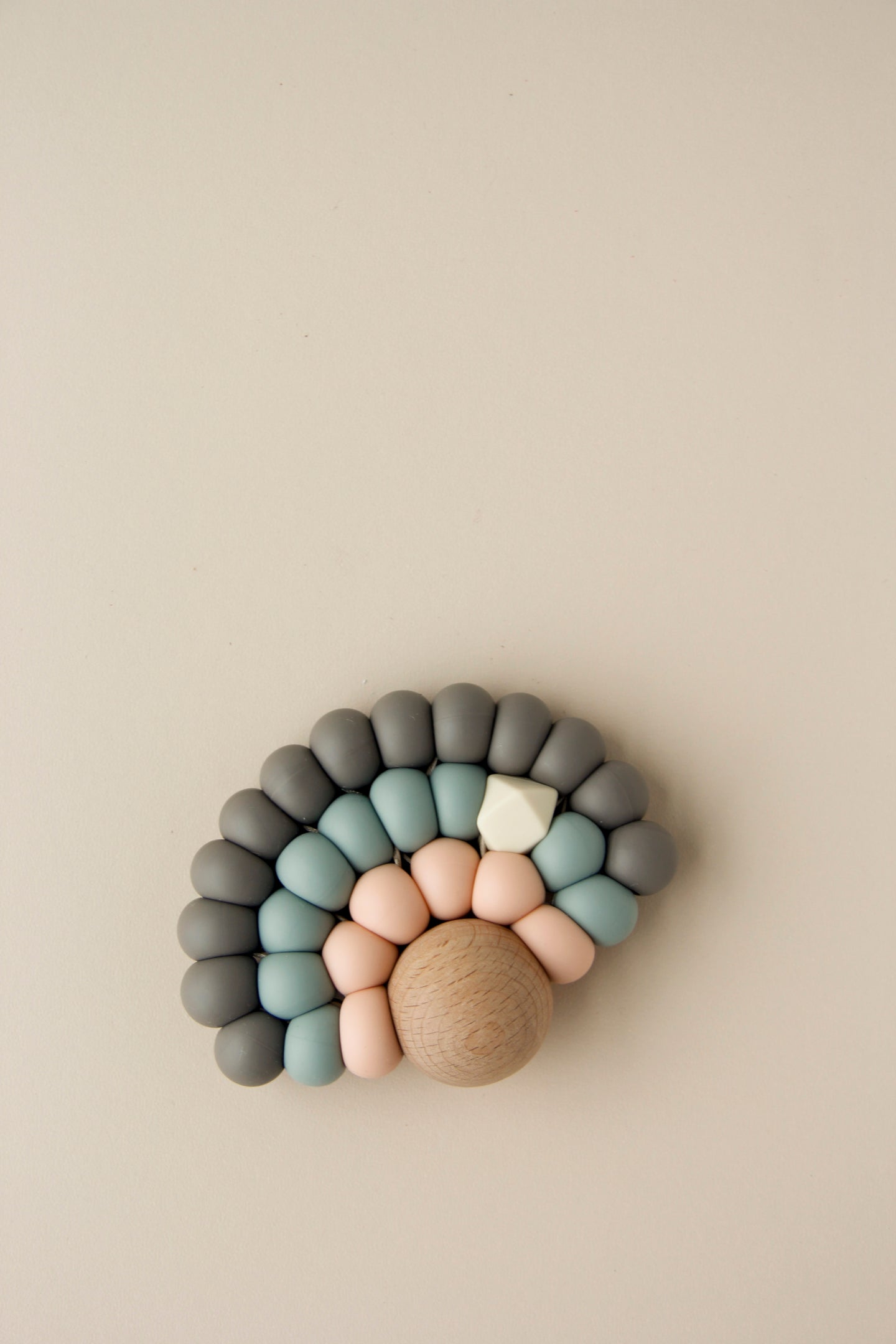 Silicone + Wood Rainbow Toy - Winter Peach