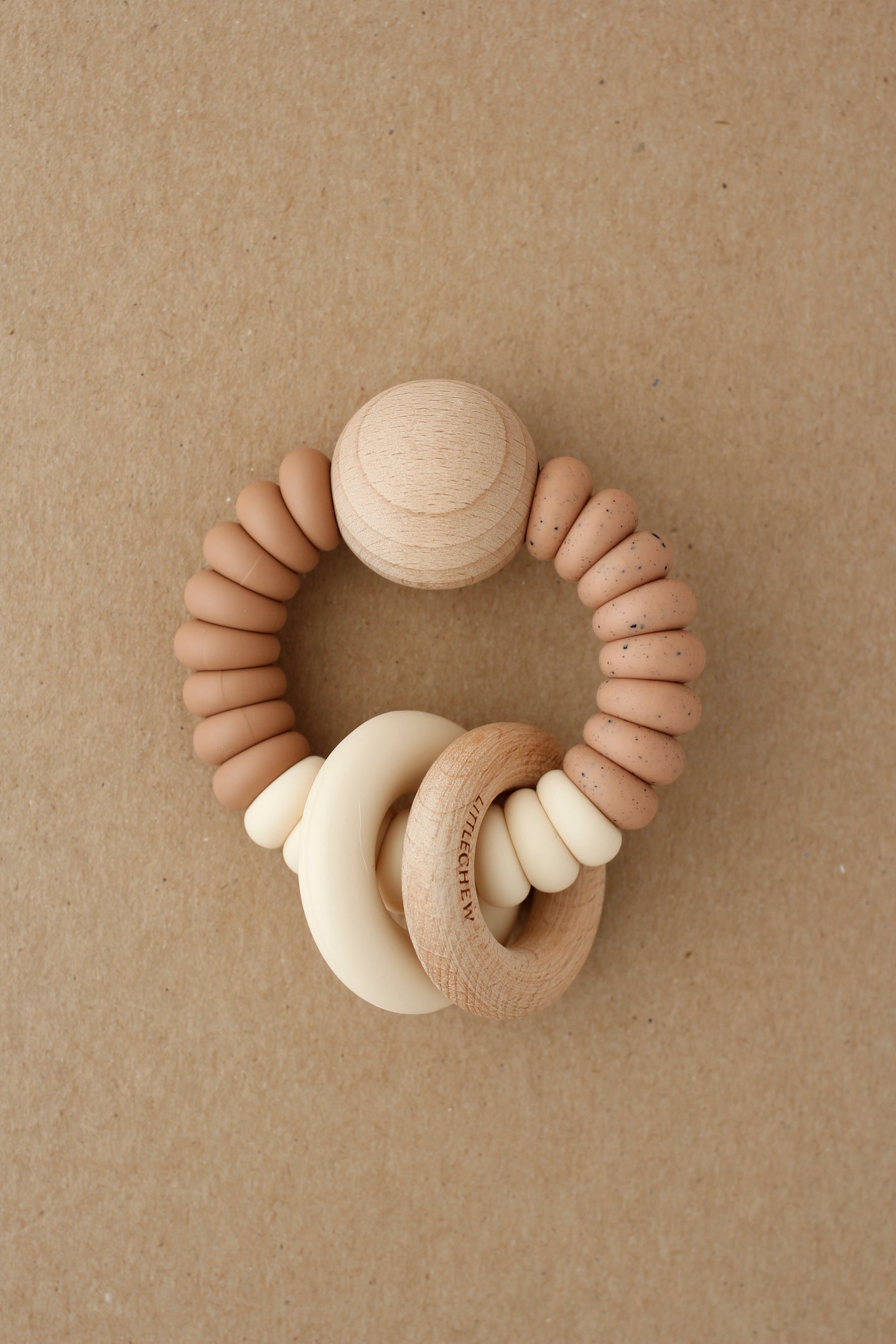 Rattle Teether - Wess | Speckled Coral