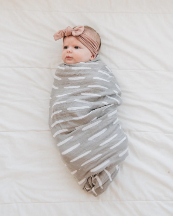 Muslin Swaddle - Grey Dash