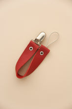 Leather Pacifier Holder - Strawberry