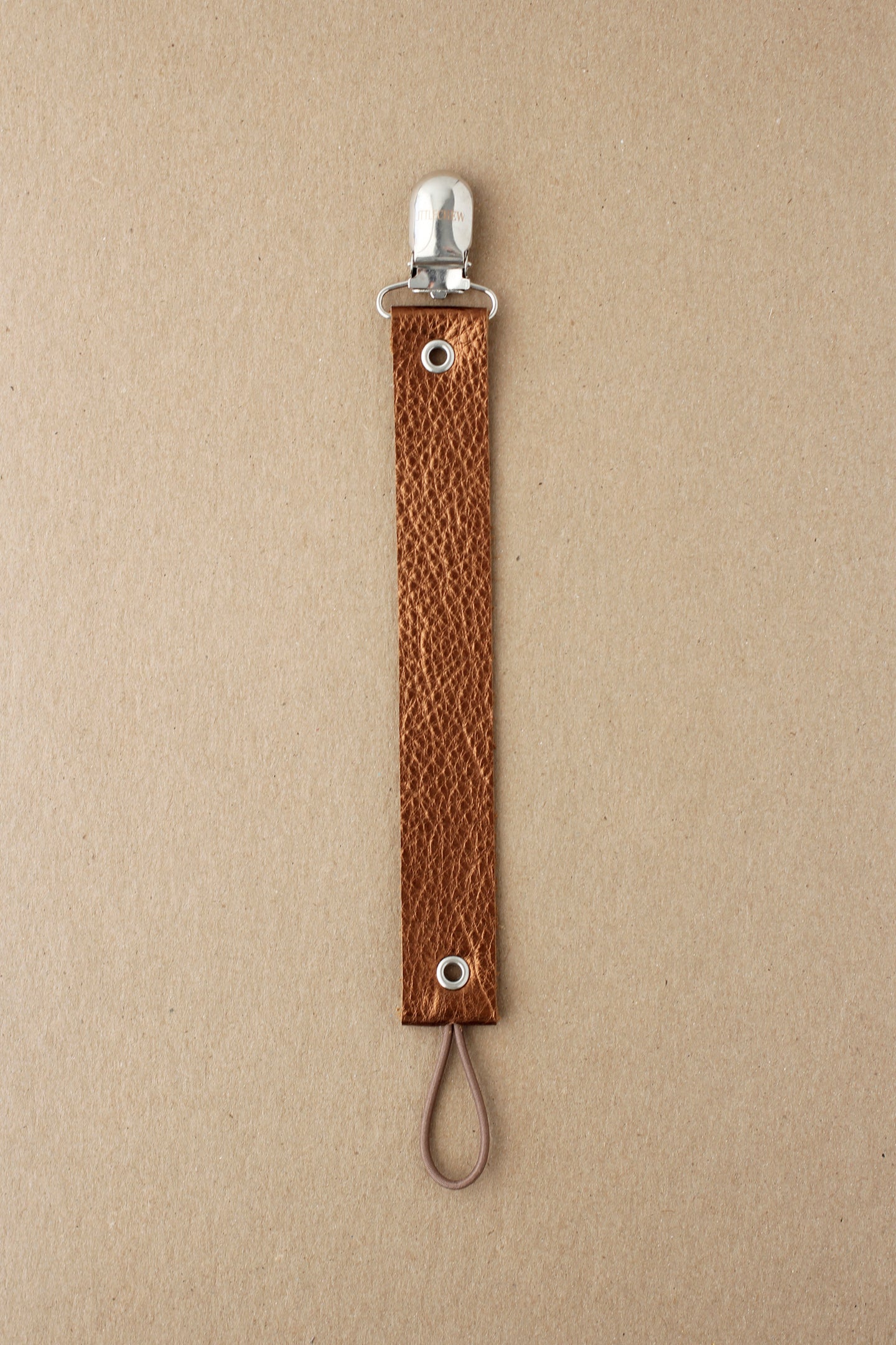 Leather Pacifier Clip - Bronze